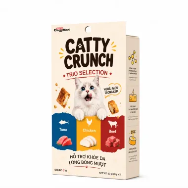 Bánh thưởng cho mèo Catty Crunch vị gà bò & cá ngừ
